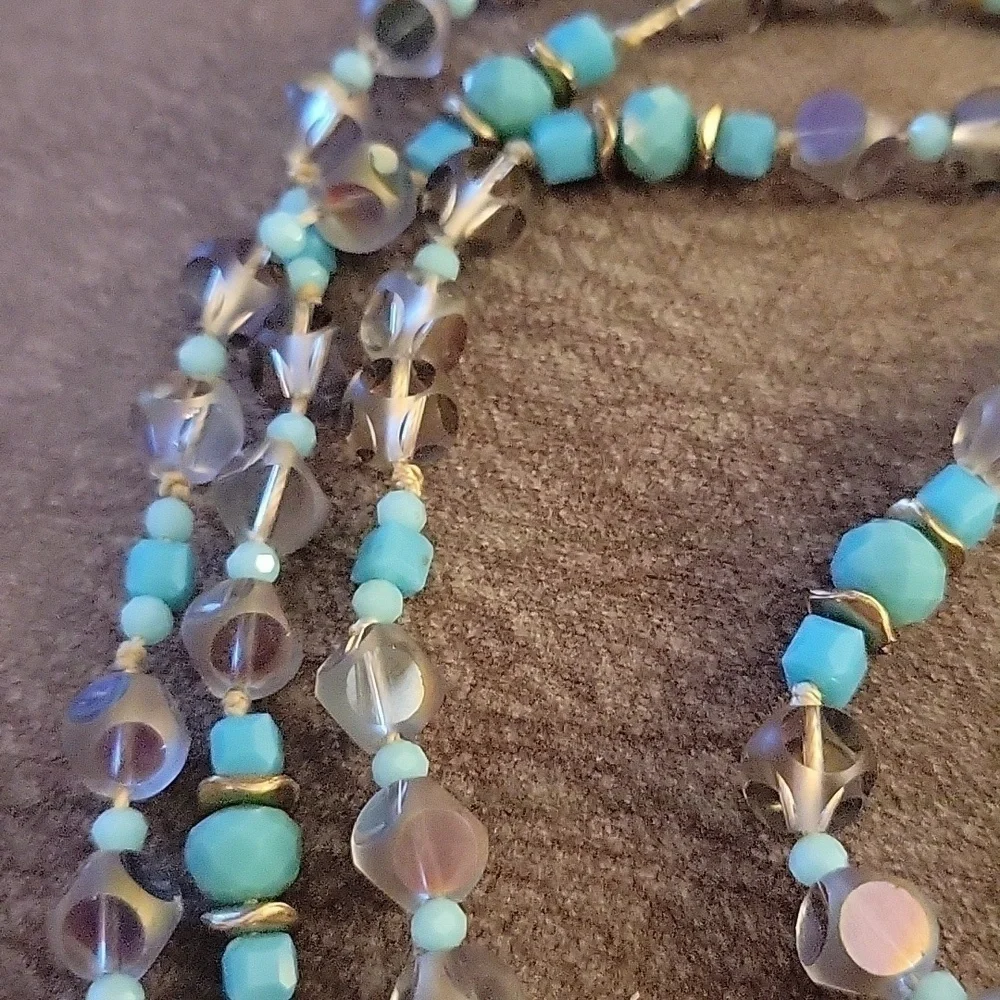 Handmade Long Vintage Czech Glass Knotted Necklace